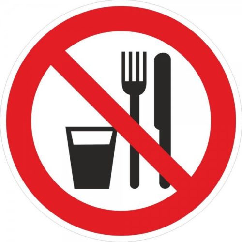 Знак Запрещается принимать пищу