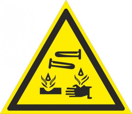 Знак W04 Опасно. Едкие и коррозионные вещества